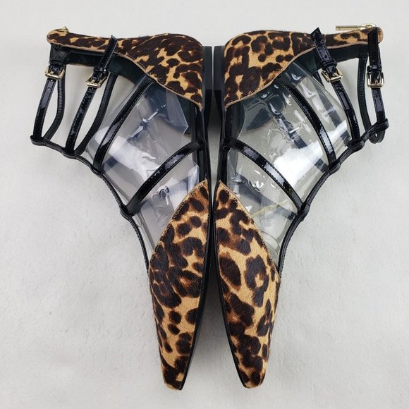 Marc Fisher Scoutly Cage Calf Hair Flats Womens 7.5 Leopard Print Pointed Toe - Picture 7 of 12